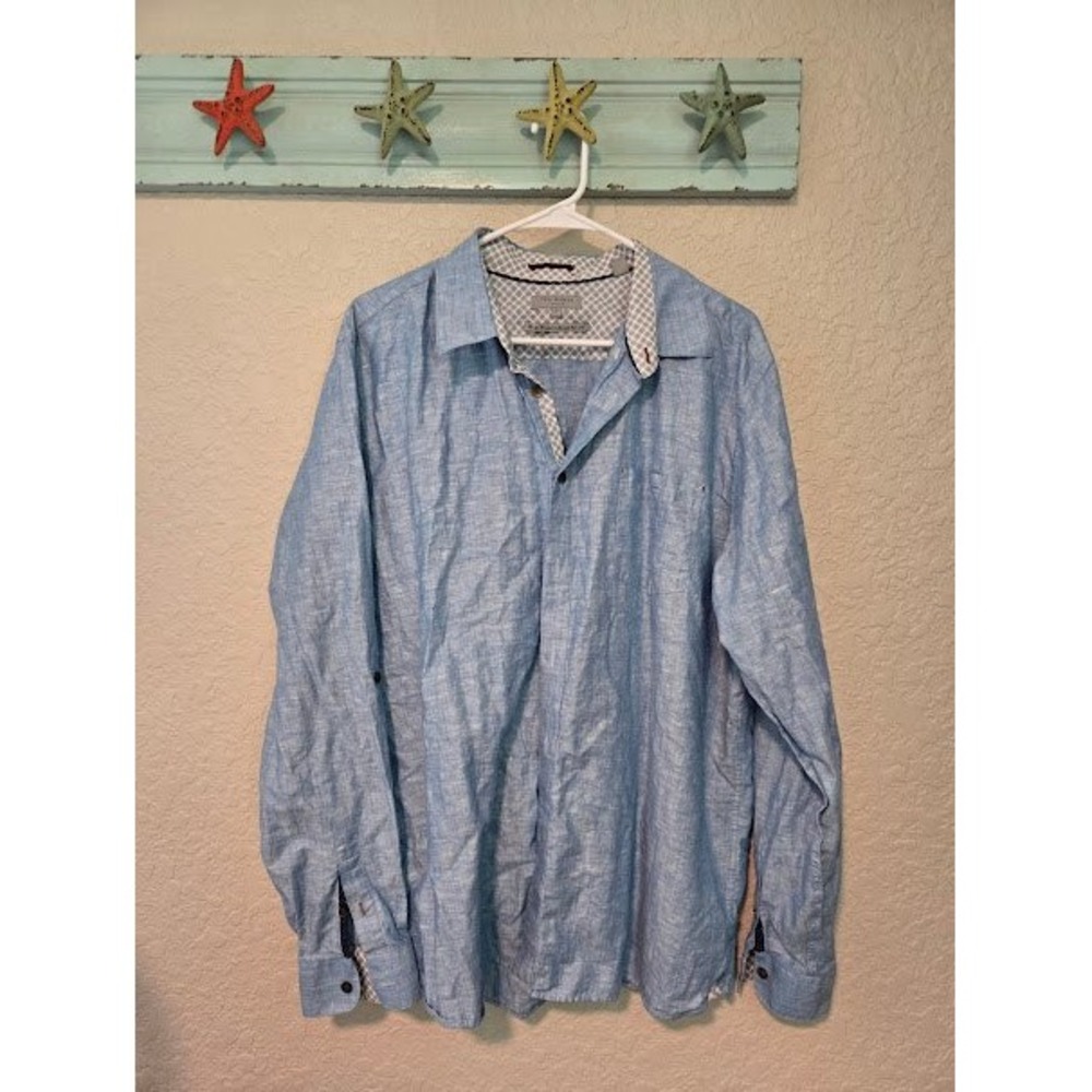 Ted Baker Blue Linen Blend Button Down